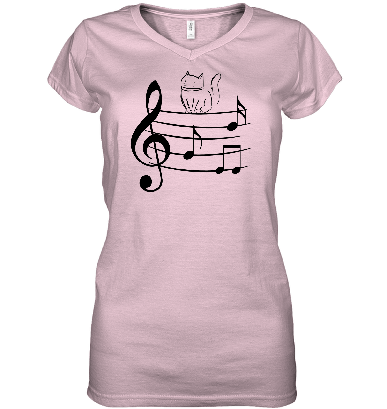 Kitty on a Staff - Hanes Women's Nano-T® V-Neck T-Shirt