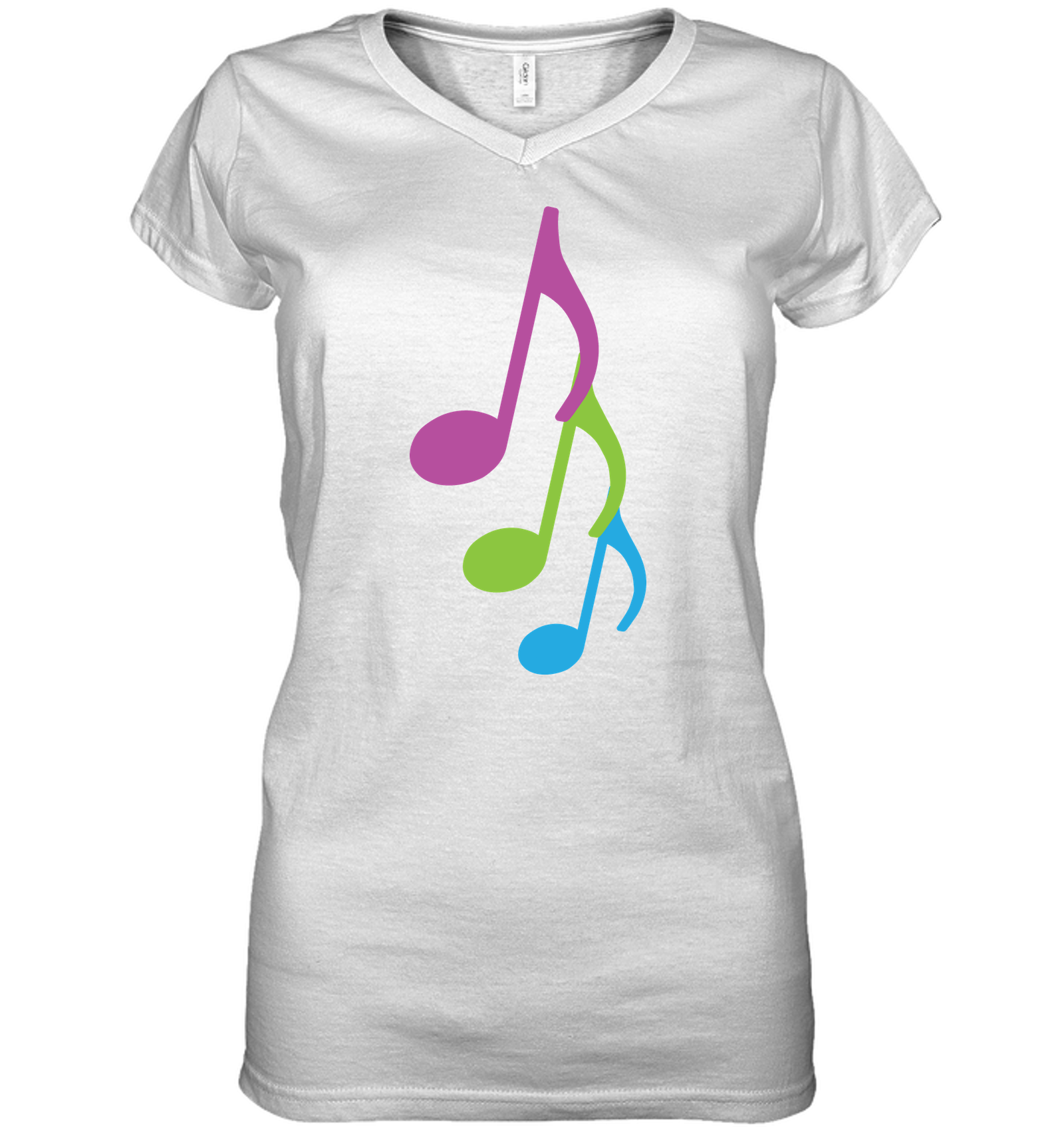 Three colorful musical notes - Hanes Women's Nano-T® V-Neck T-Shirt