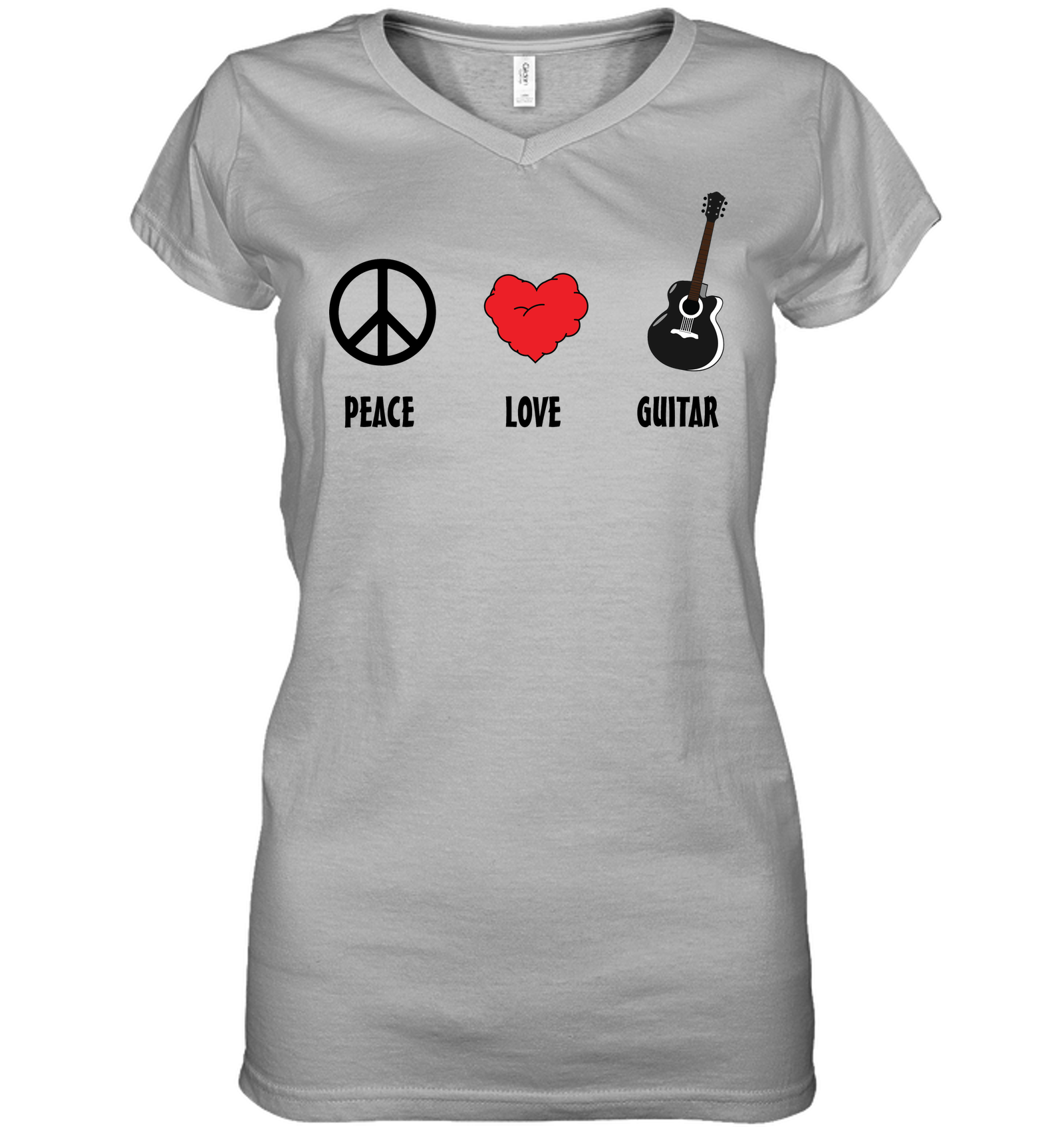 Peace Love Guitar - Hanes Women's Nano-T® V-Neck T-Shirt