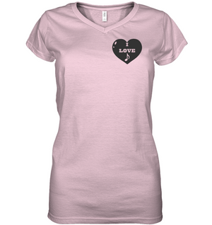 I Love Note Heart (Pocket Size) - Hanes Women's Nano-T® V-Neck T-Shirt