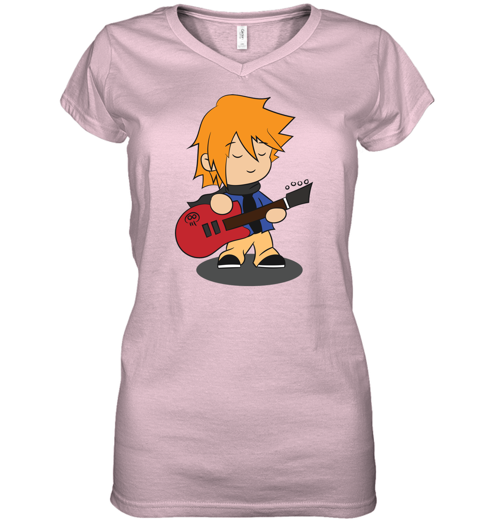 Boy with Guitar  - Hanes Women's Nano-T® V-Neck T-Shirt