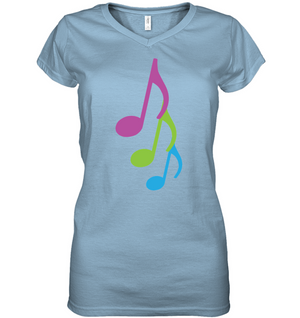 Three colorful musical notes - Hanes Women's Nano-T® V-Neck T-Shirt
