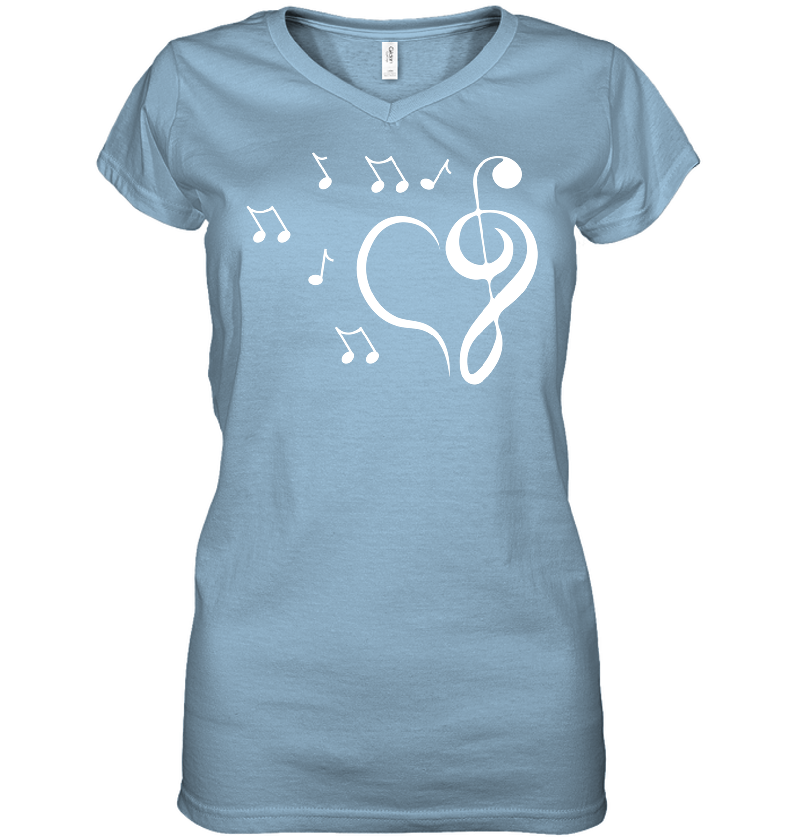 Musical heart with floating notes - Hanes Women's Nano-T® V-Neck T-Shirt