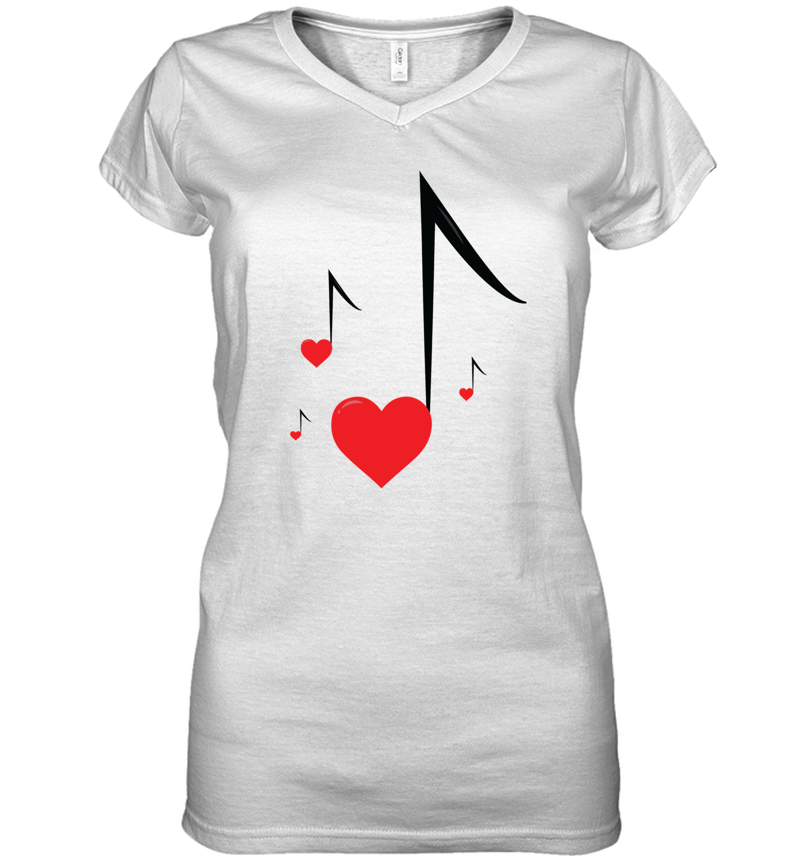 Four Floating Heart Notes  - Hanes Women's Nano-T® V-Neck T-Shirt