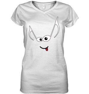 Mischievous Note Face  - Hanes Women's Nano-T® V-Neck T-Shirt