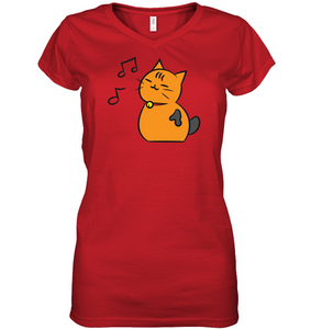 Singing Kitty - Hanes Women's Nano-T® V-Neck T-Shirt