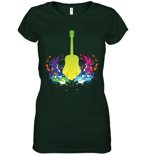 Guitar is Born - Hanes Women's Nano-T® V-Neck T-Shirt