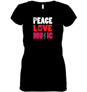 Peace Love Music - Hanes Women's Nano-T® V-Neck T-Shirt