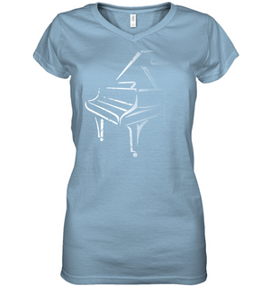 White Piano in the Shadows - Hanes Women's Nano-T® V-Neck T-Shirt