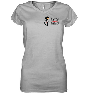 Musical Note Ninja (Pocket Size) - Hanes Women's Nano-T® V-Neck T-Shirt