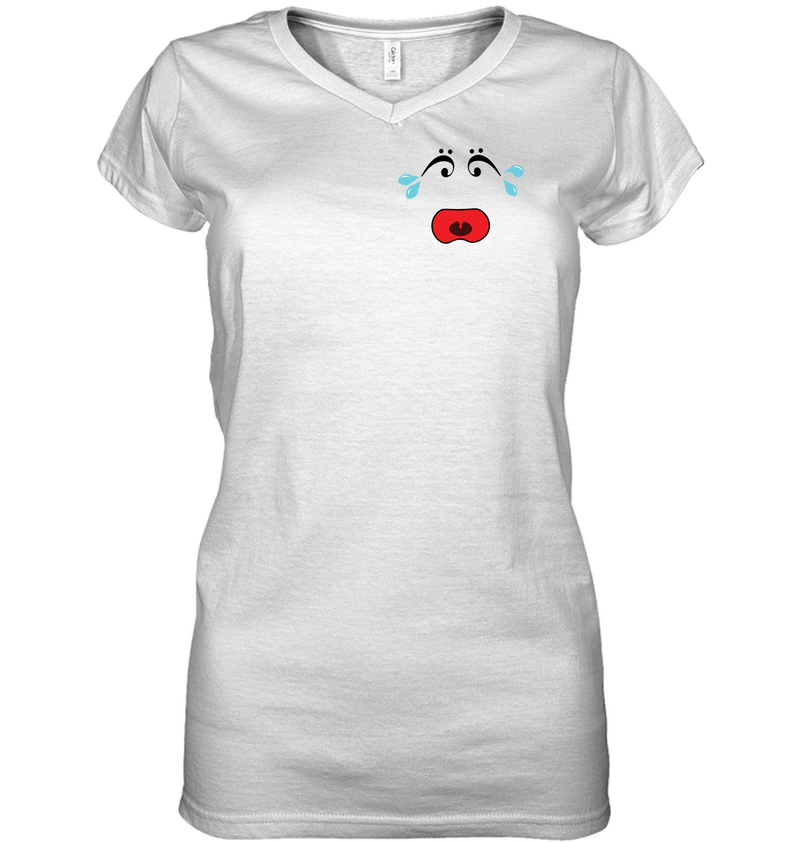 I Miss Music Teary Face (Pocket Size) - Hanes Women's Nano-T® V-Neck T-Shirt