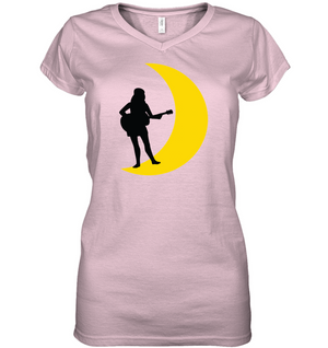 Moonlight Guitar Player - Hanes Women's Nano-T® V-Neck T-Shirt