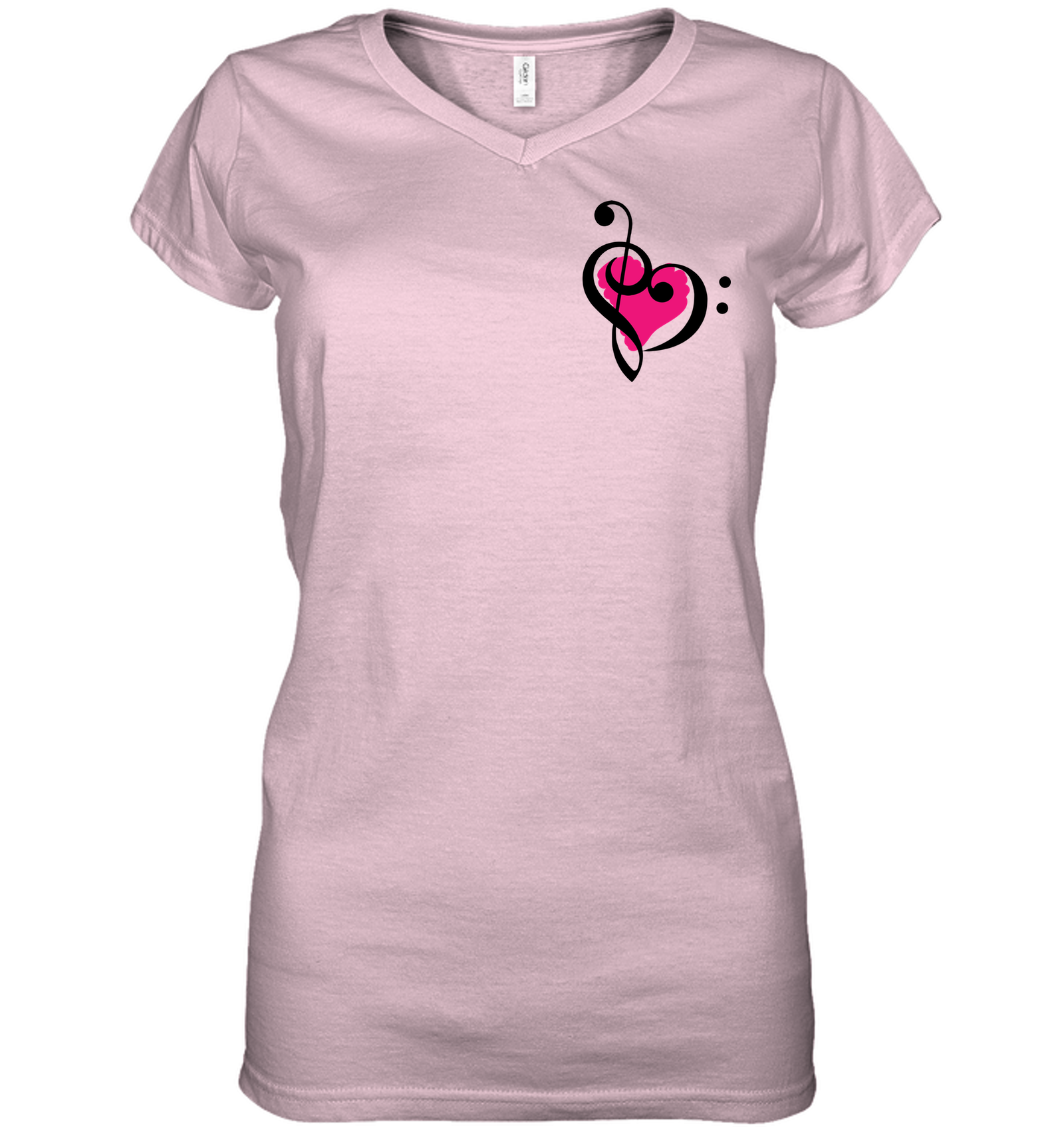 Treble Bass Pink Heart (Pocket Size) - Hanes Women's Nano-T® V-Neck T-Shirt