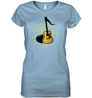Acoustic Guitar Note - Hanes Women's Nano-T® V-Neck T-Shirt