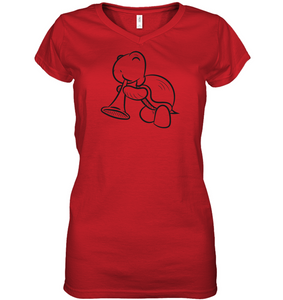 Turtle with Trumpet - Hanes Women's Nano-T® V-Neck T-Shirt