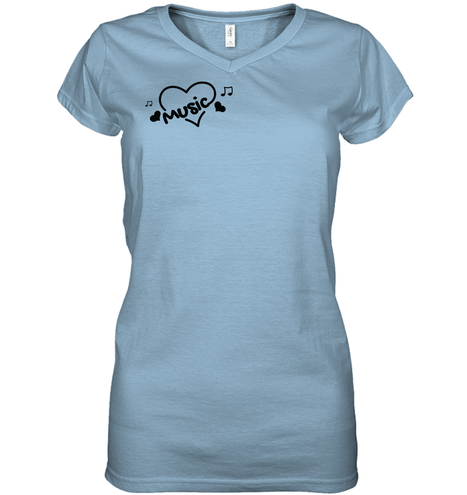 Music Hearts and Notes (Pocket Size) - Hanes Women's Nano-T® V-Neck T-Shirt