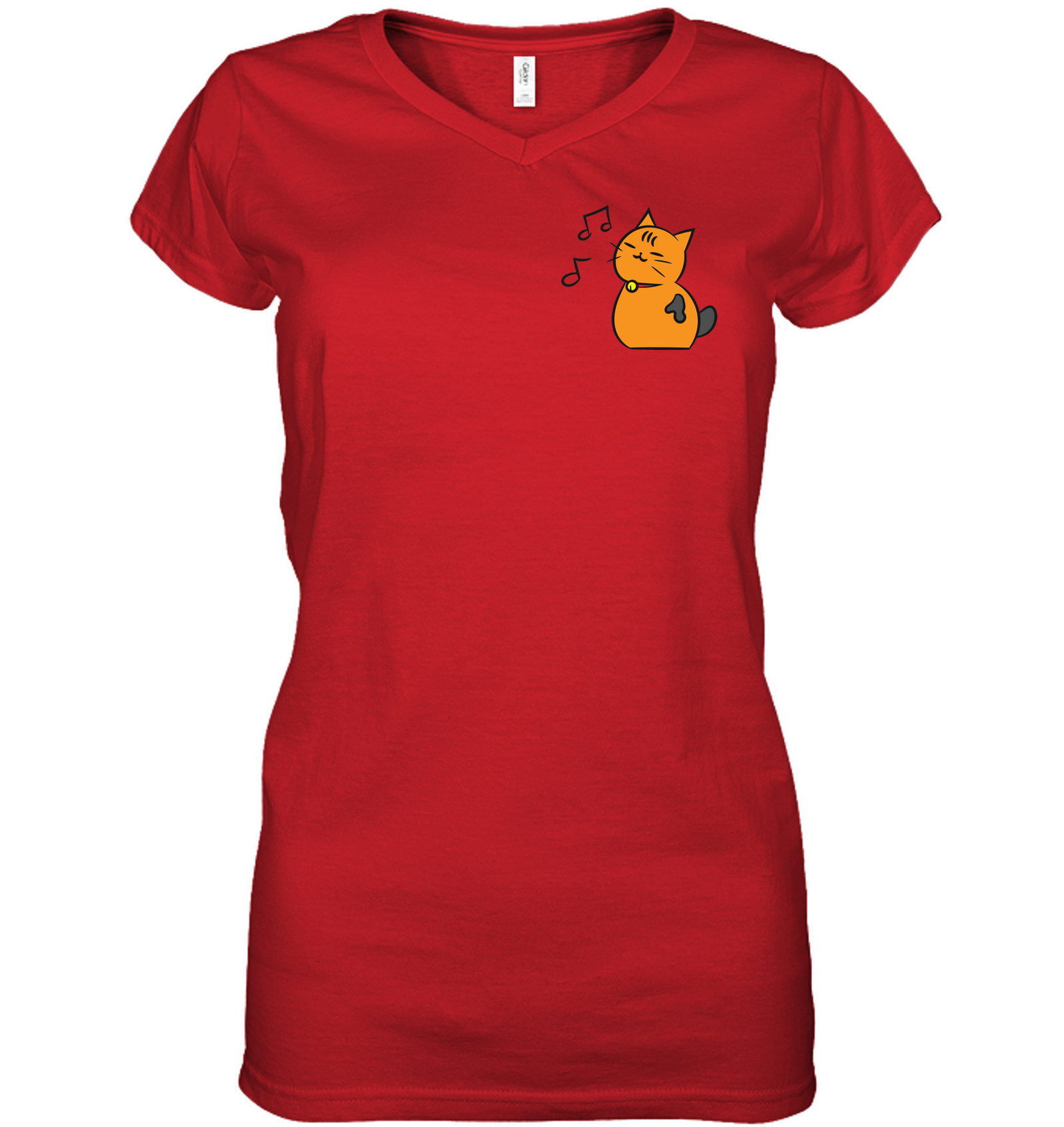 Singing Kitty (Pocket Size) - Hanes Women's Nano-T® V-Neck T-Shirt