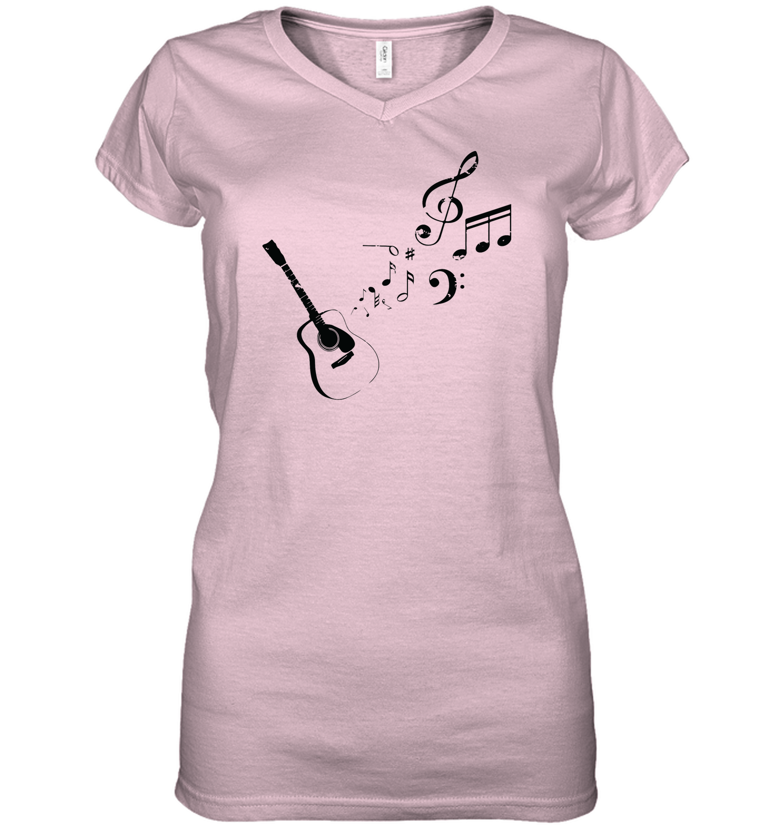 Guitar Tunes - Hanes Women's Nano-T® V-Neck T-Shirt