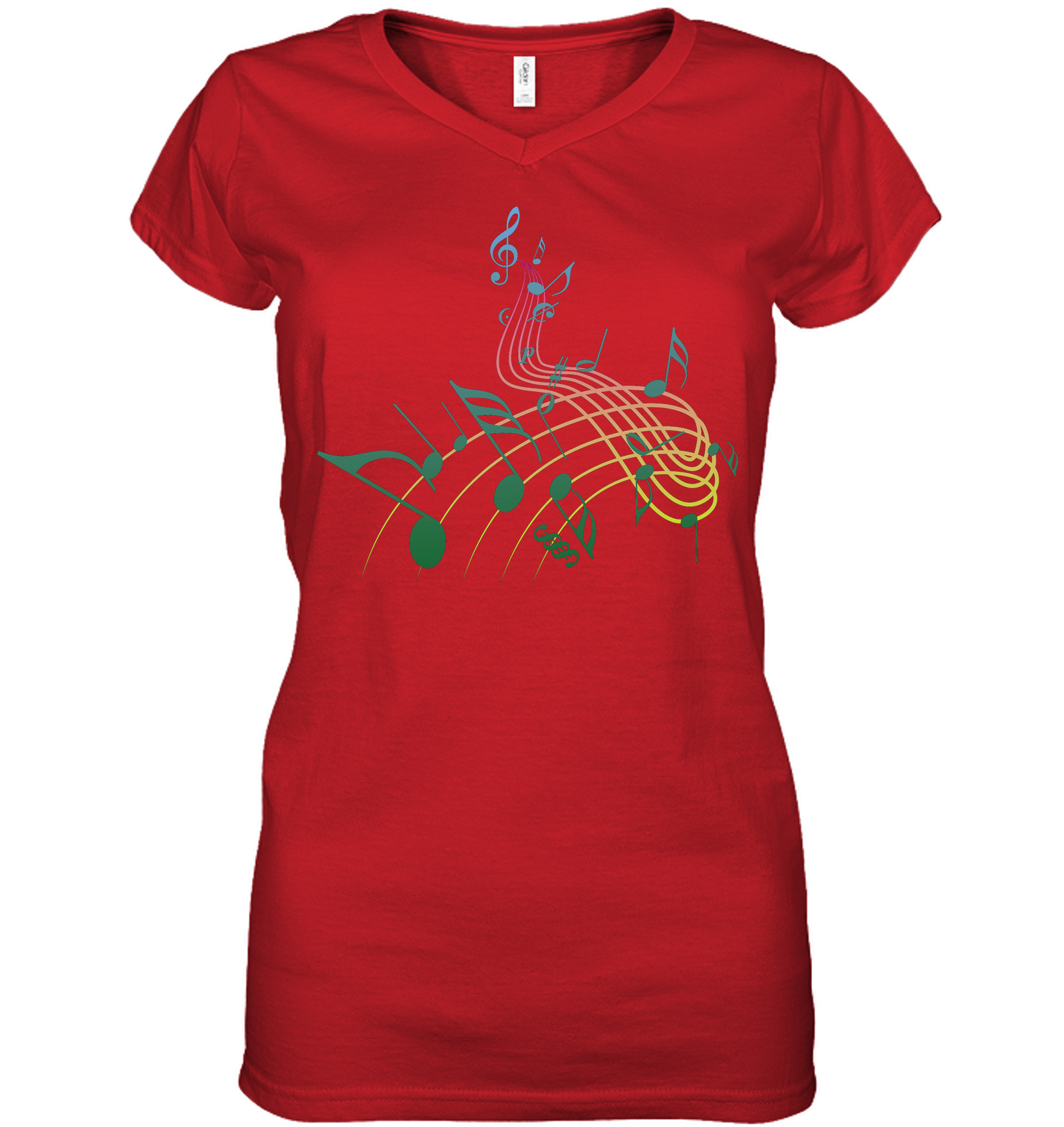 Musical Swirl - Hanes Women's Nano-T® V-Neck T-Shirt
