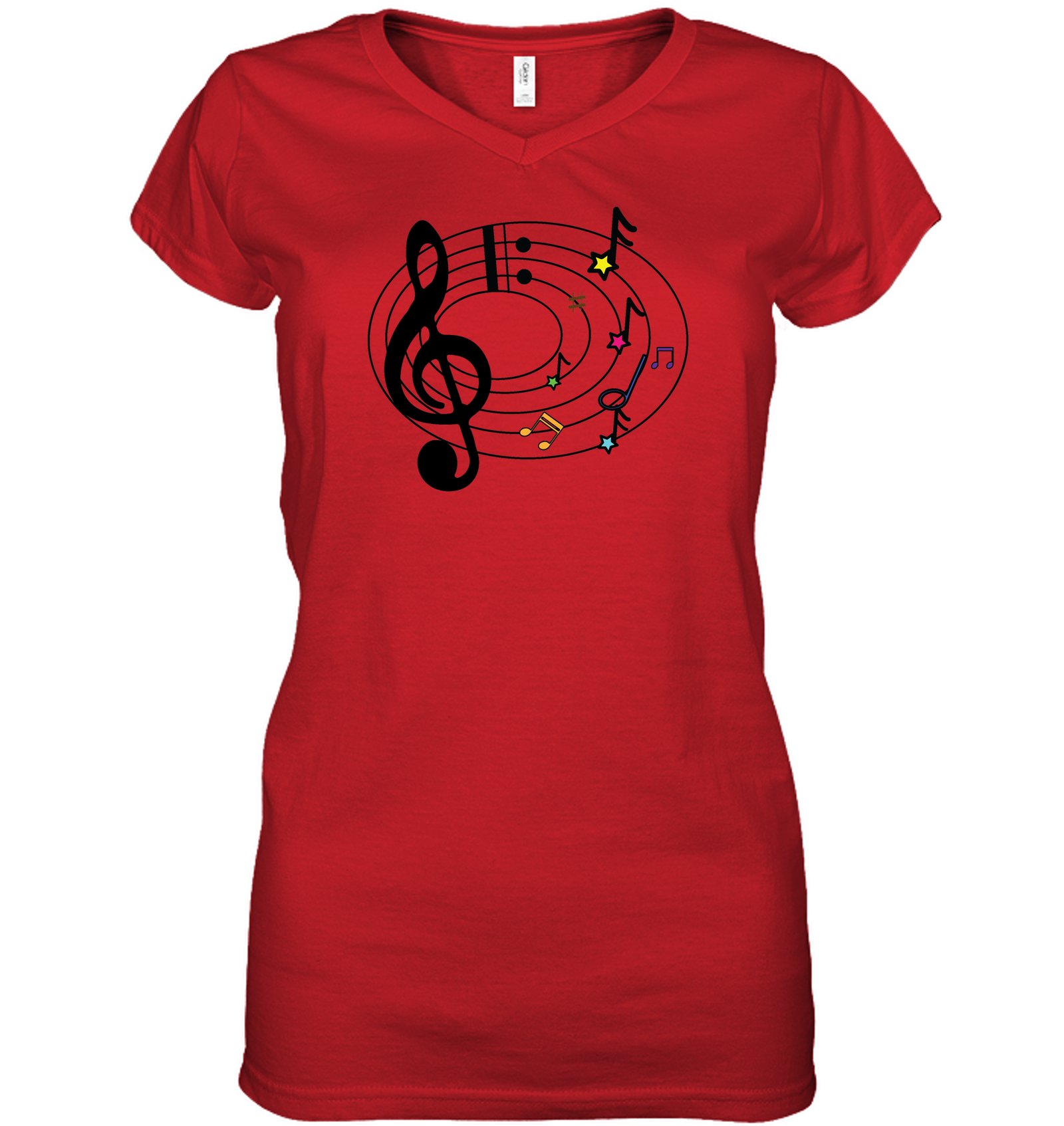 Musical Notes Spiral - Hanes Women's Nano-T® V-Neck T-Shirt