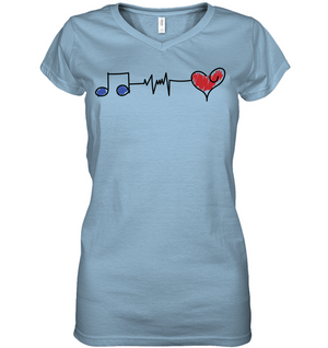 Musical Connections Blue - Hanes Women's Nano-T® V-Neck T-Shirt