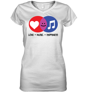 Love and Music is Happiness - Hanes Women's Nano-T® V-Neck T-Shirt