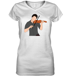 Guy Playin the Violin  - Hanes Women's Nano-T® V-Neck T-Shirt