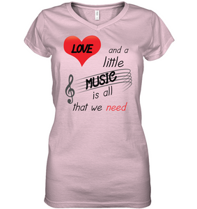 Love and a Little Music is all that we need - Hanes Women's Nano-T® V-Neck T-Shirt