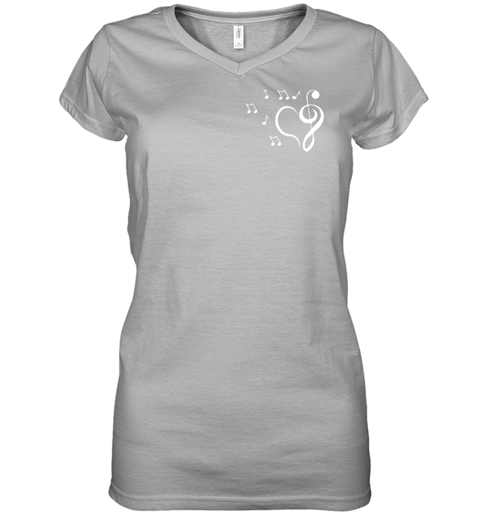 Musical heart with floating notes (Pocket Size) - Hanes Women's Nano-T® V-Neck T-Shirt