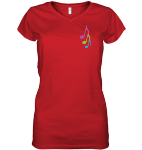 Three colorful musical notes (Pocket Size) - Hanes Women's Nano-T® V-Neck T-Shirt
