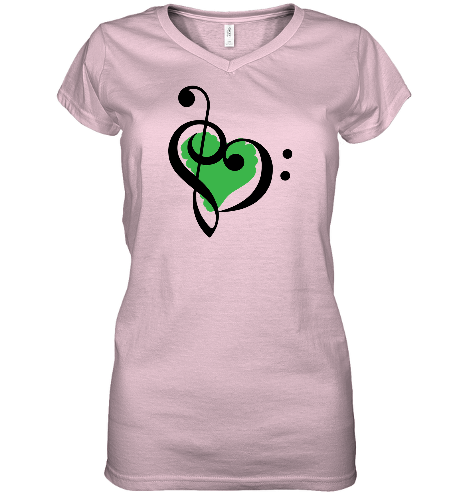 Treble Bass Green Heart - Hanes Women's Nano-T® V-Neck T-Shirt
