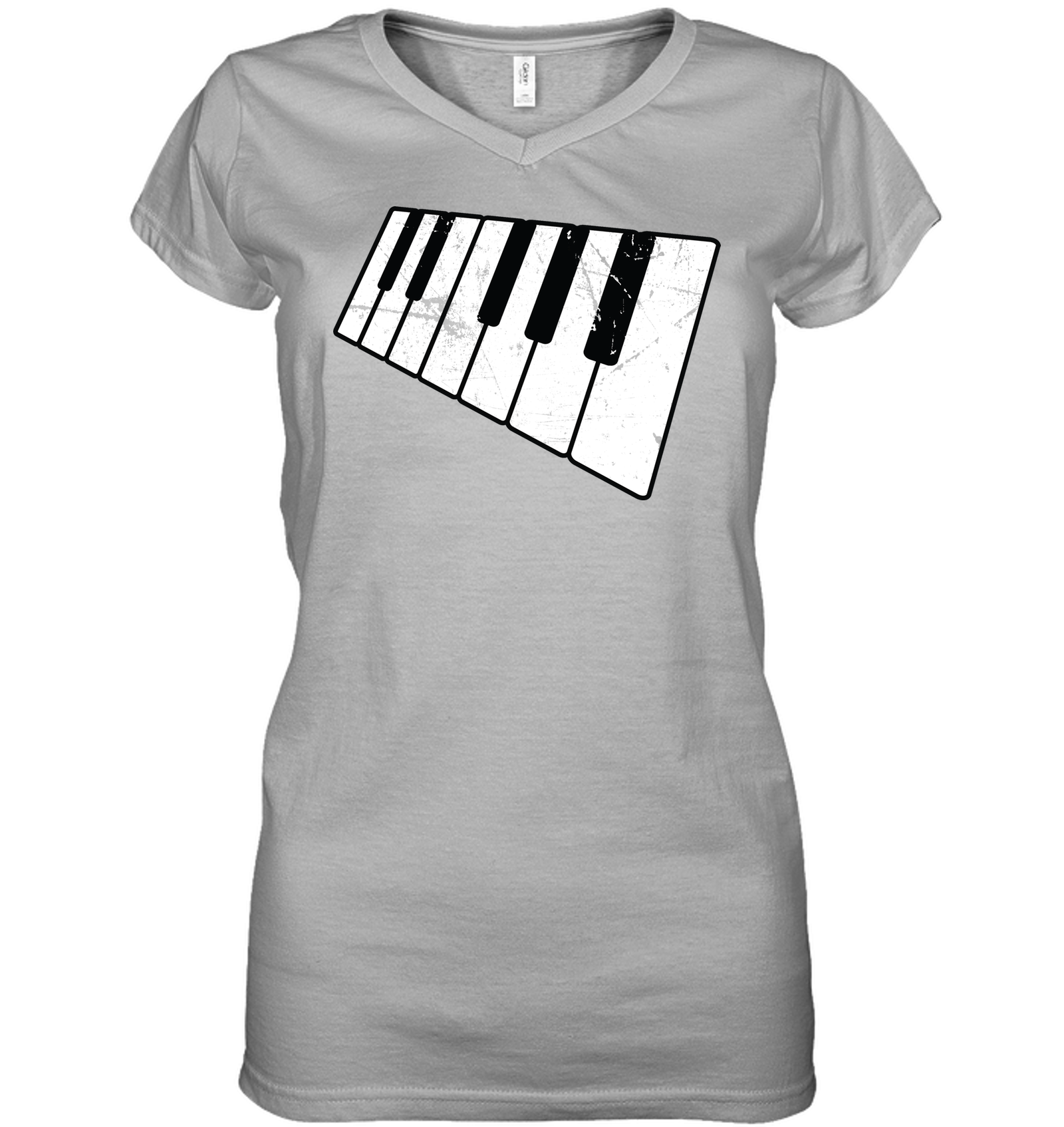 Floating Piano Keyboard - Hanes Women's Nano-T® V-Neck T-Shirt