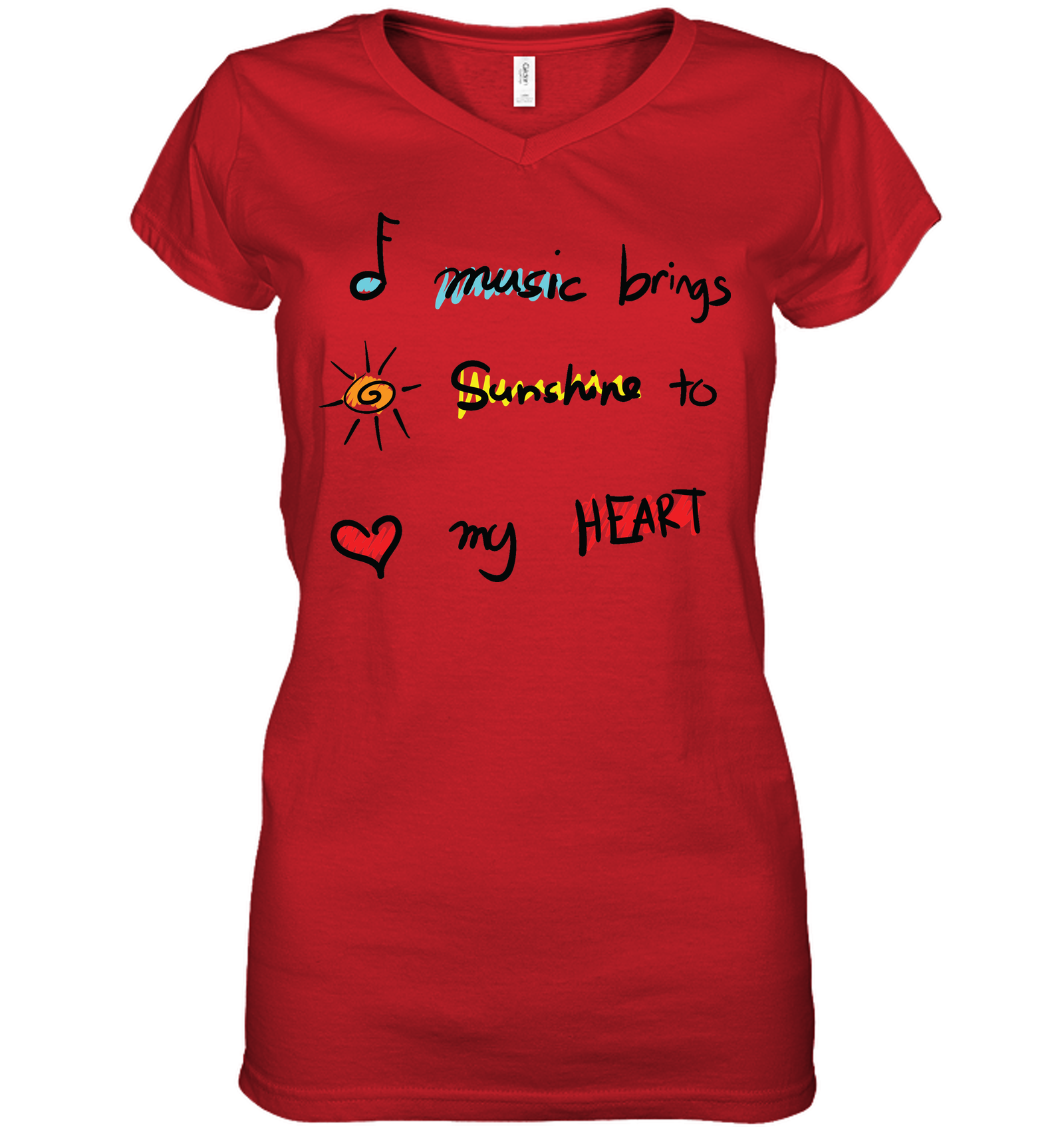 Music brings Sunshine to my Heart - Hanes Women's Nano-T® V-Neck T-Shirt