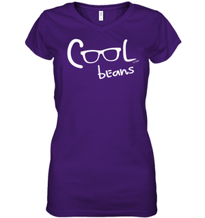 Cool Beans - White - Hanes Women's Nano-T® V-Neck T-Shirt