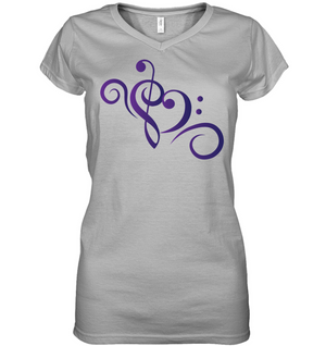Treble Bass Heart Swirl - Hanes Women's Nano-T® V-Neck T-Shirt