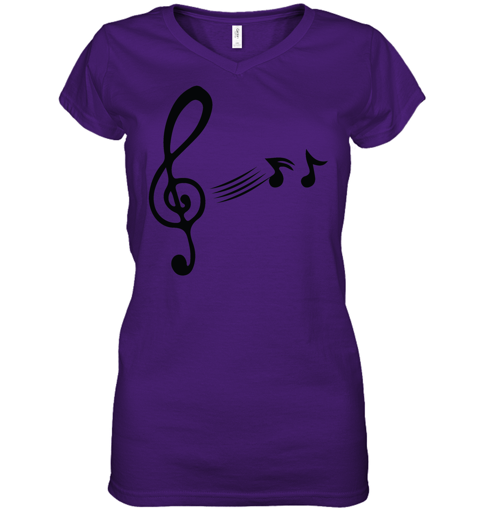 Treble Clef with floating Notes  - Hanes Women's Nano-T® V-Neck T-Shirt