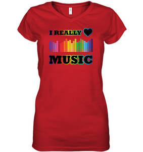 I Really Love Music - Hanes Women's Nano-T® V-Neck T-Shirt