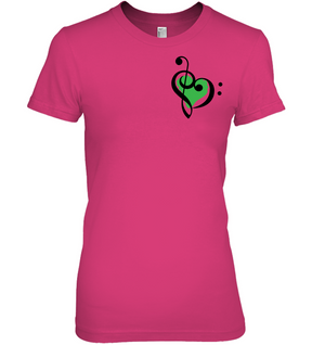 Treble Bass Green Heart (Pocket Size) - Hanes Women's Nano-T® T-shirt