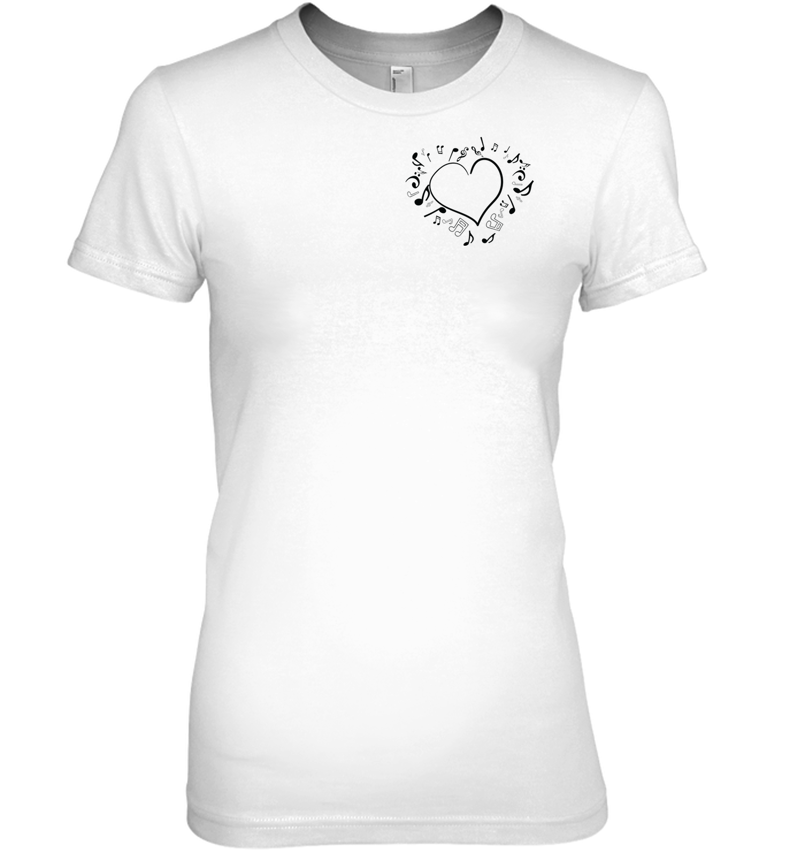 Floating Notes Heart Black (Pocket Size) - Hanes Women's Nano-T® T-shirt