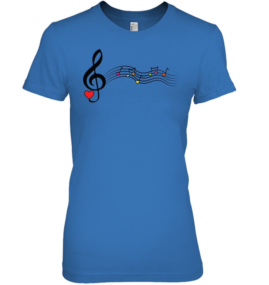 Musical Waves, Heart Notes and Colors -  Hanes Women's Nano-T® T-shirt
