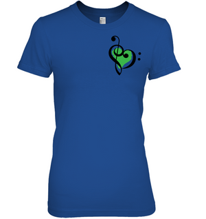 Treble Bass Green Heart (Pocket Size) - Hanes Women's Nano-T® T-shirt