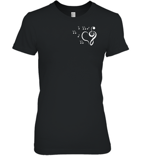 Musical heart with floating notes (Pocket Size) - Hanes Women's Nano-T® T-shirt