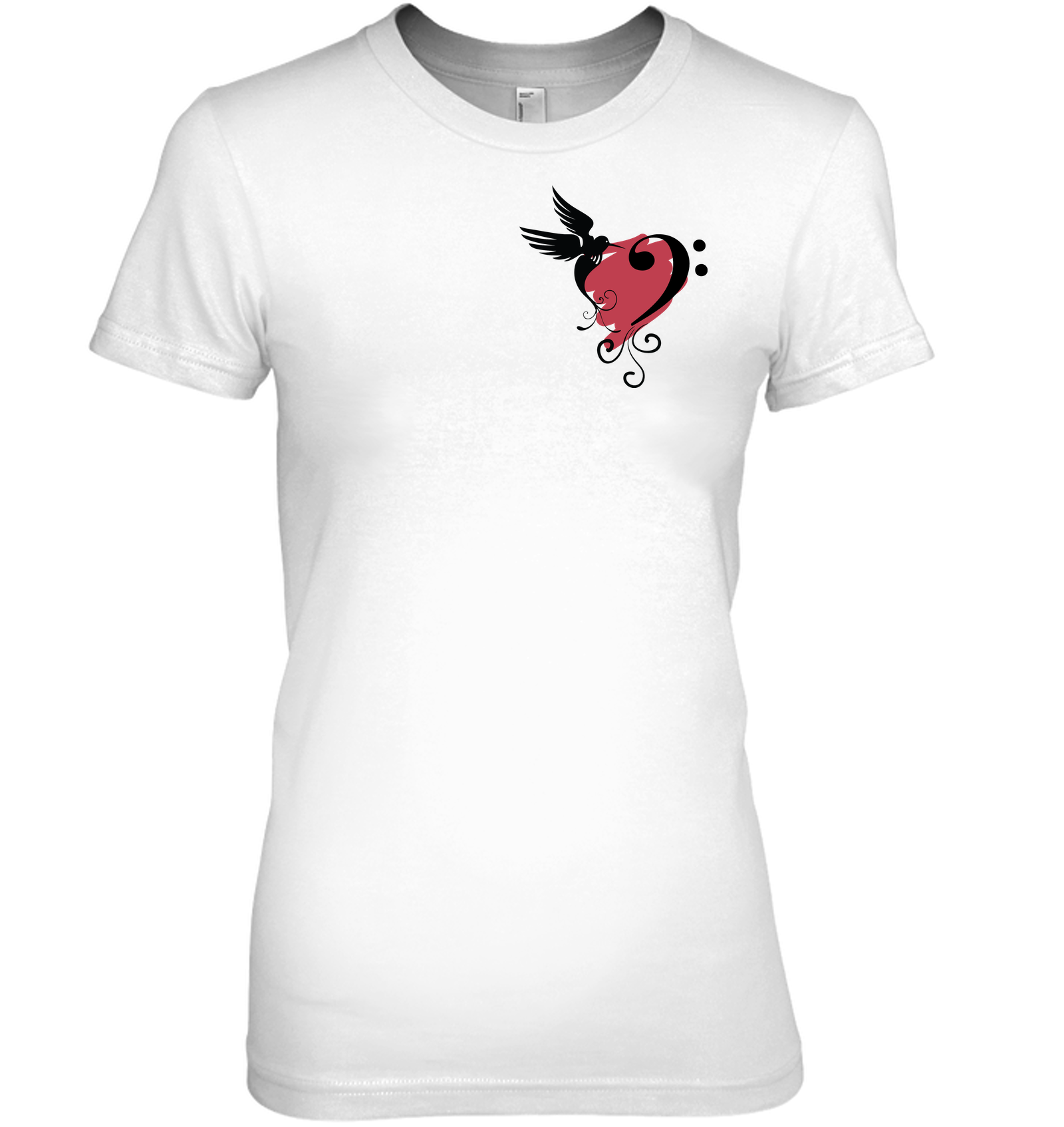 Bird and Musical Heart Red (Pocket Size) - Hanes Women's Nano-T® T-shirt