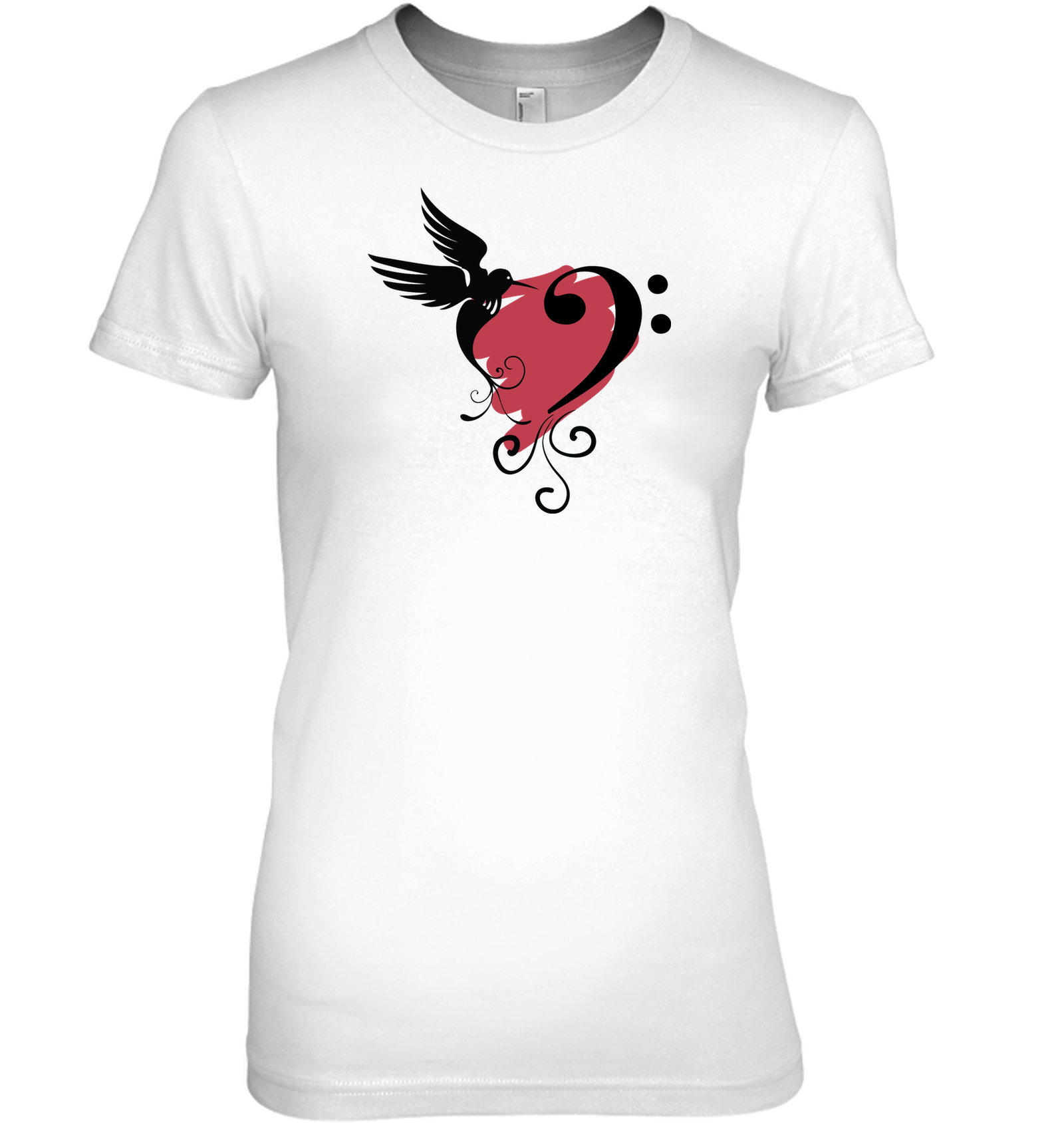 Bird and Musical Heart Red  - Hanes Women's Nano-T® T-shirt
