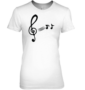 Treble Clef with floating Notes - Hanes Women's Nano-T® T-Shirt