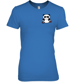 Cool Music Loving Panda feeling the beat (Pocket Size) - Hanes Women's Nano-T® T-Shirt