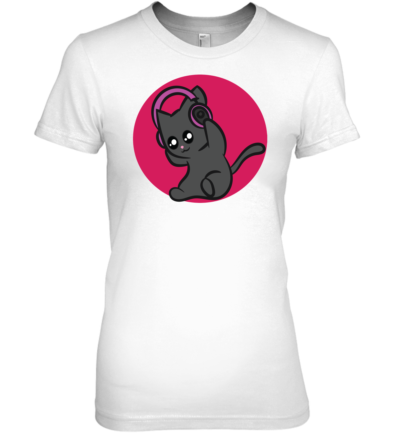 Cat with Headphone - Hanes Women's Nano-T® T-Shirt