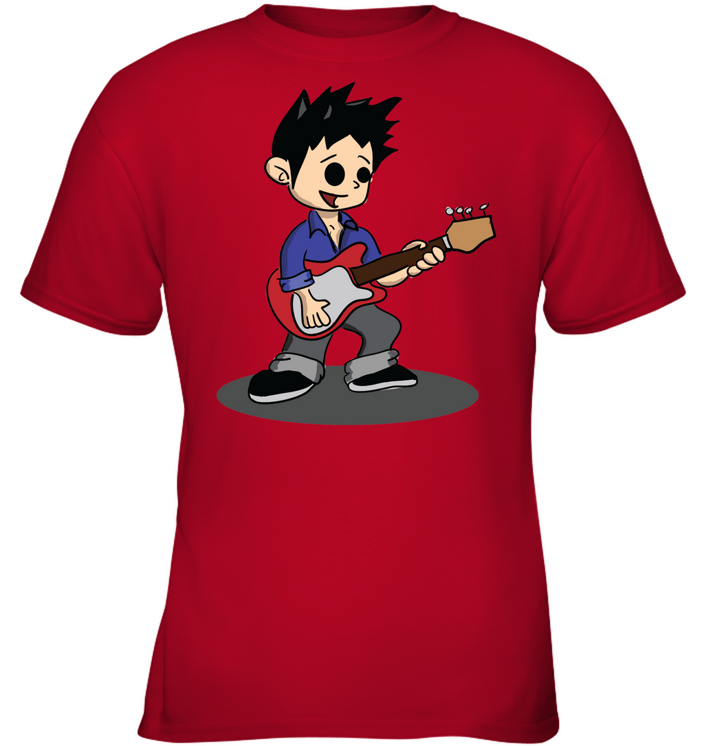 Boy Playing Guitar - Gildan Youth Short Sleeve T-Shirt