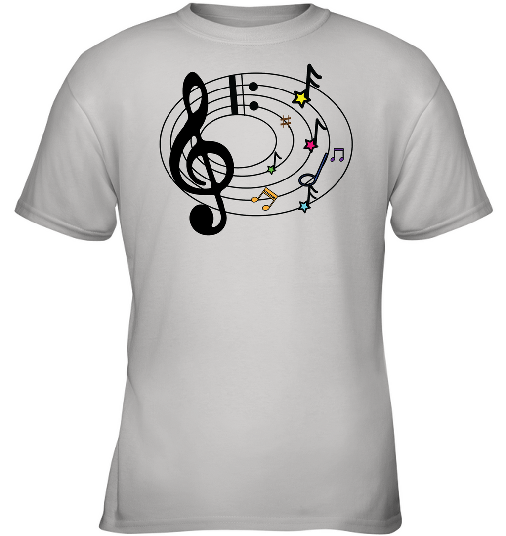 Musical Notes Spiral - Gildan Youth Short Sleeve T-Shirt