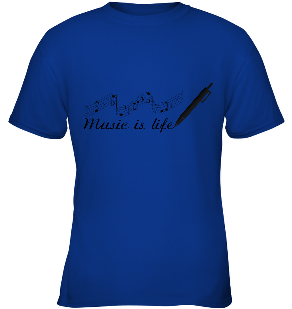 Music is Life Note - Gildan Youth Short Sleeve T-Shirt